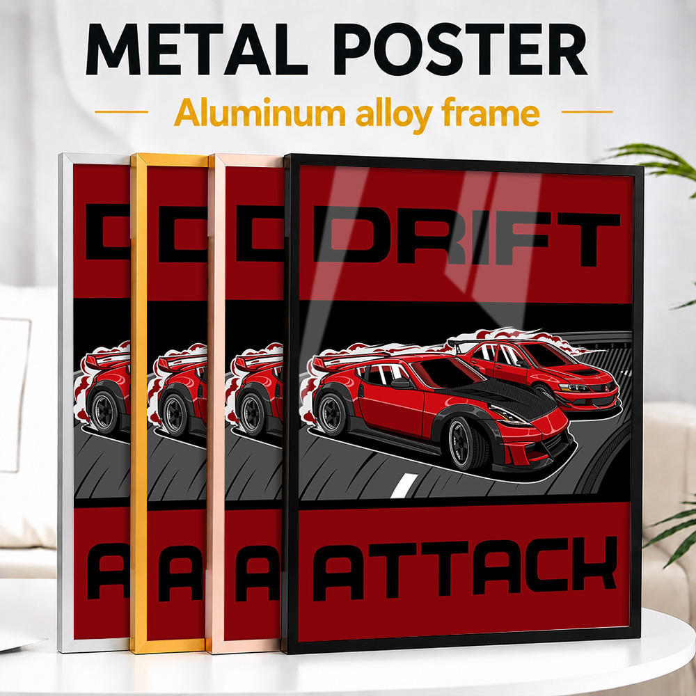 Car Mirror - Drift Attack Arabaları Çerçeveli Metal Baskı