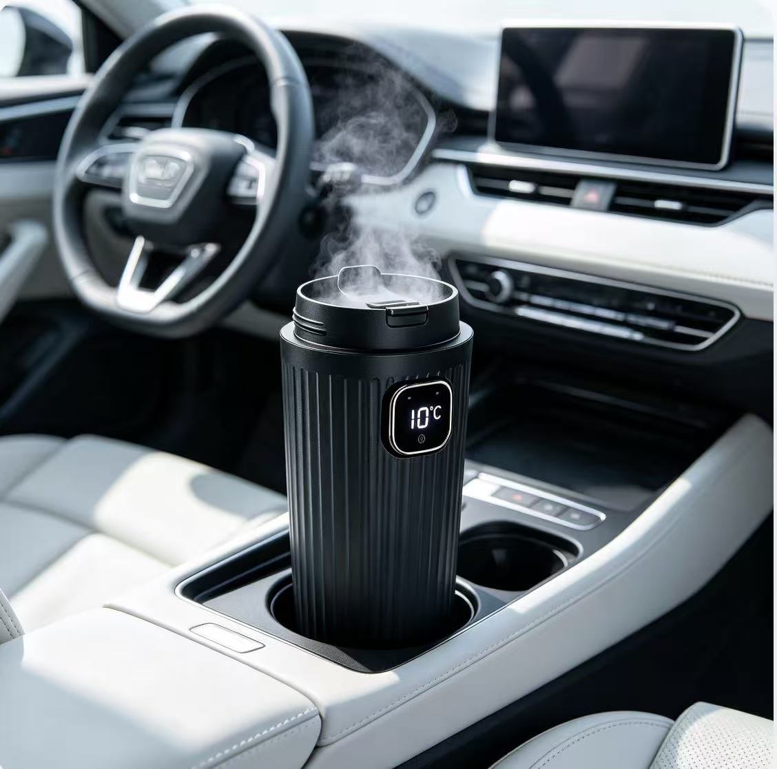 Car Air Freshener - Taşınabilir Araç Bardaklık Nemlendiricisi, Dijital Ultrasonik