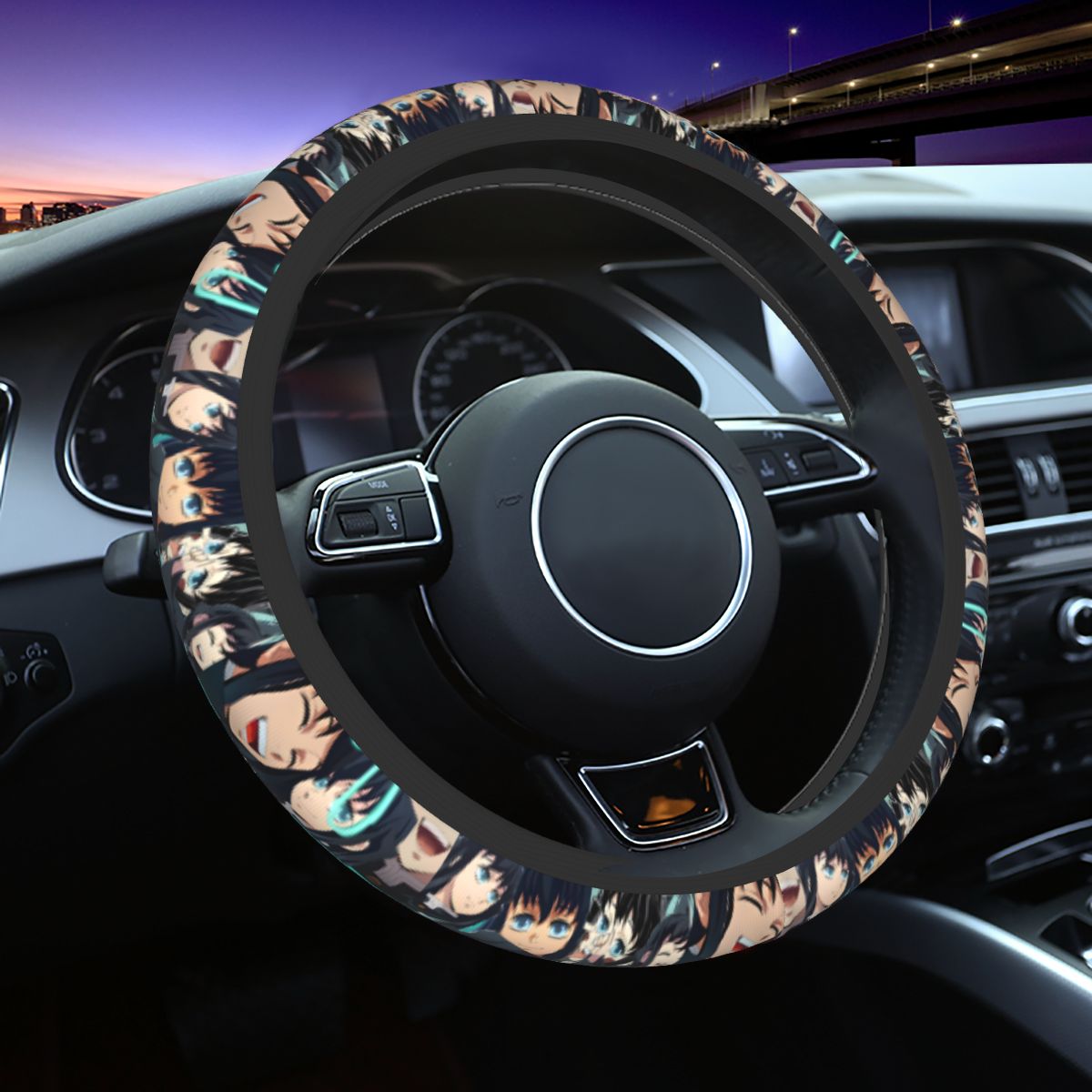 Car Accessories Japanese - Muichiro Demon S-Slayer direksiyon kılıfı yumuşak