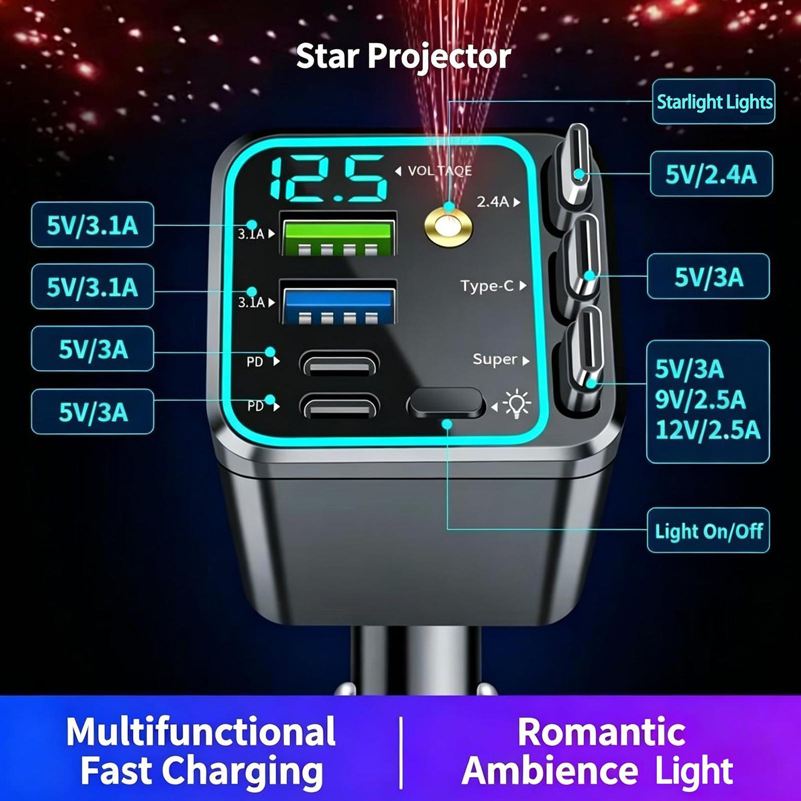 Car Charger - Araba İçin Geri Çekilebilir Şarj Cihazı,